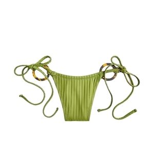J.Crew Curved Waist Cheeky String Bikini Bottom Green Small
